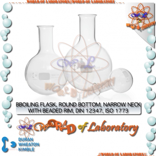 DURAN Boiling Flask, Round Botton, Narrow Neck, Variable Capacity 50mL - 10.000mL