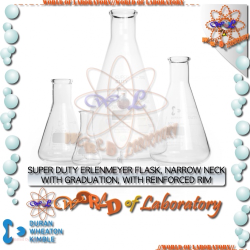 DURAN SUPER DUTY Erlenmeyer Flask, Narrow Neck, Variable Capacity 25mL - 5000mL