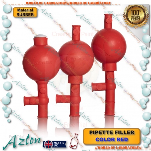 AZLON Pipette Filler, Natural Rubber, Red Color, Variable Type