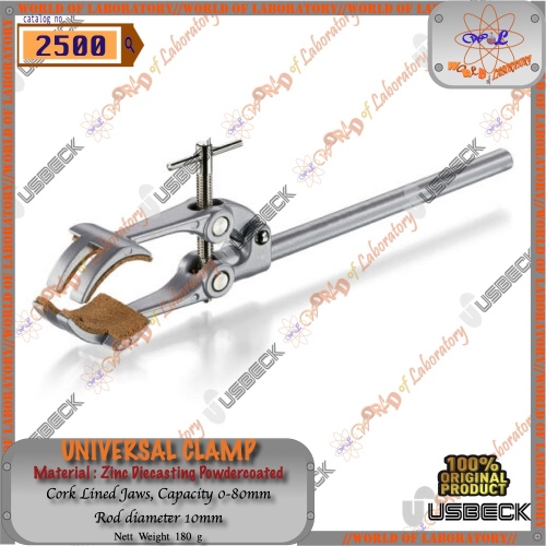 USBECK Universal Clamp, Zinc Diecasting, Cork Lined Jaws, Capacity 0-80 mm