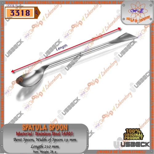 USBECK Spatula Spoon, Stainless Steel, Bent Spoon, Variable Length 150 - 250 mm