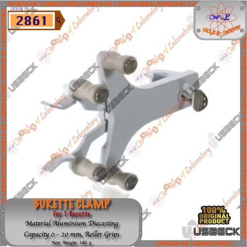 USBECK Burette Clamp, Aluminium Diecasting, Roller Grips, Variable use for 1 or 2 Burette