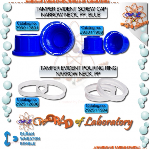 DURAN Tamper Evident Screw Cap & Pouring Ring, for Narrow Neck Square Bottle