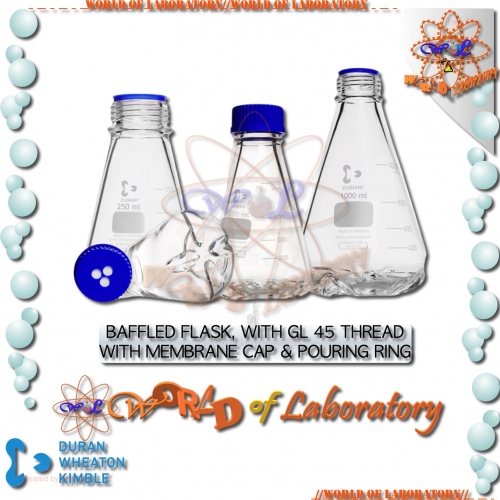 DURAN Baffled Flask, with GL 45 thread, Variable Capacity 250mL - 1000mL