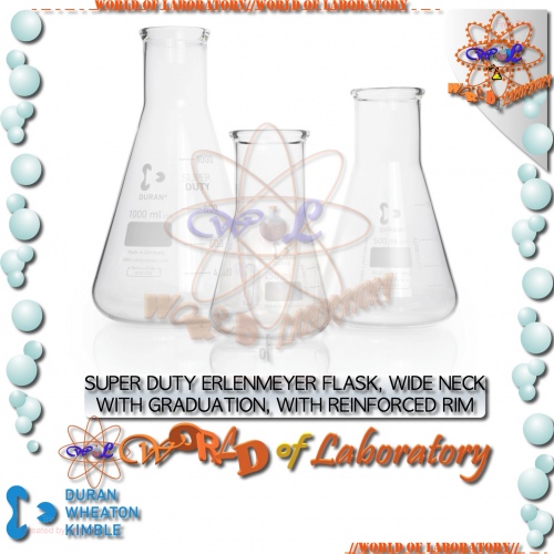 DURAN SUPER DUTY Erlenmeyer Flask, Wide Neck, Variable Capacity 100mL - 1000mL