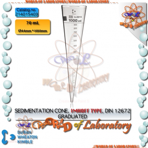DURAN Sedimentation Cone, Type Imhoff, Graduated, Capacity 1000mL
