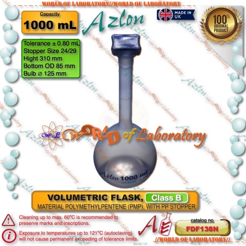 AZLON Volumetric Flask, class B, PMP (TPX)