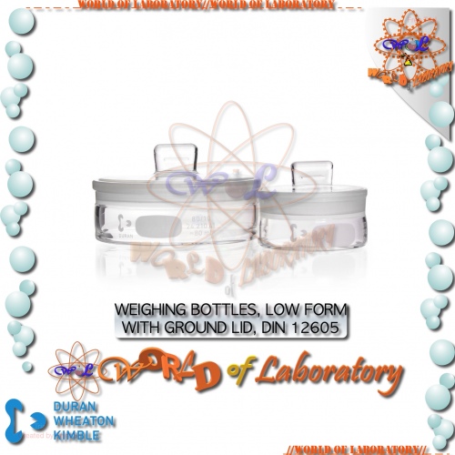 DURAN Weighing Bottle, Flat Shape, with Ground Lid, Variable Capacity 5mL - 80mL