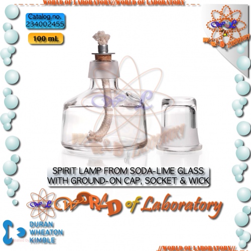 DURAN Spirit Lamp with Ground-on Cap, Socket & Wick, 100 mL