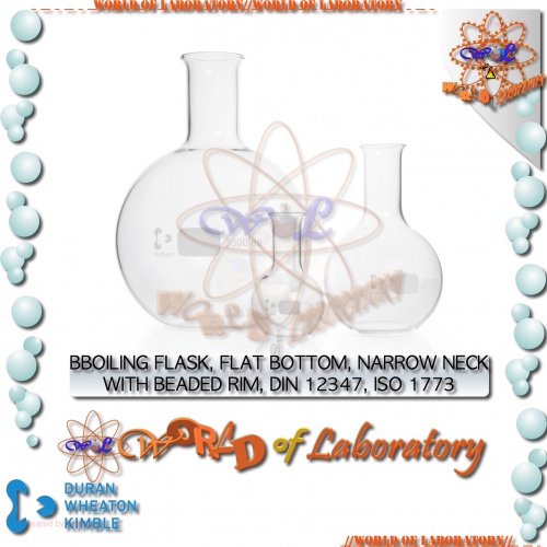 DURAN Boiling Flask, Flat Botton, Narrow Neck, Variable Capacity 50mL - 10.000mL