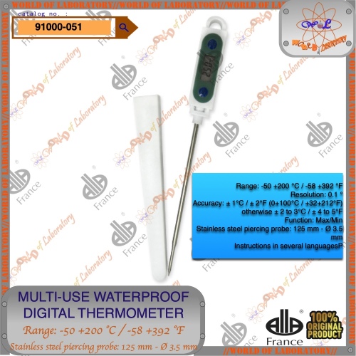 ALLA FRANCE Multi-use Waterproof Digital Thermometer with Stainless Steel Probe