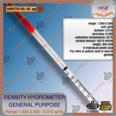 ALLA FRANCE Density Hydrometer 1.000-2.000 g/mL