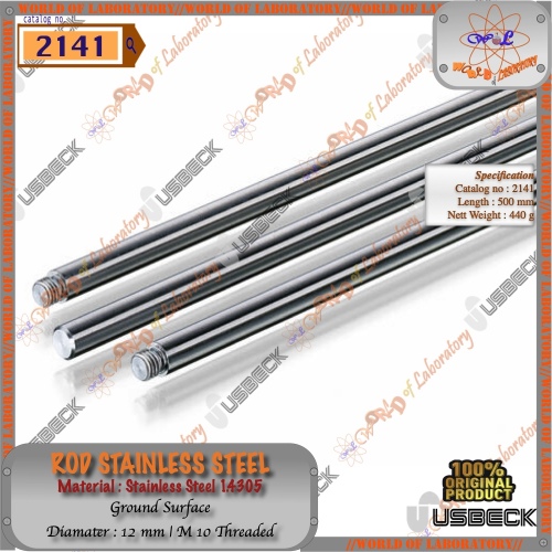 USBECK Rods, Stainless Steel, Ground Surface, Thread M10, Variable Length 500mm - 1000mm