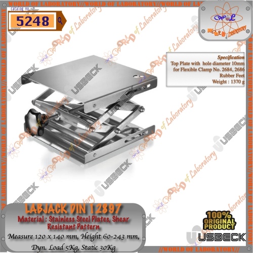 USBECK Labjack DIN 12897, Stainless Steel Plates, Variable Size