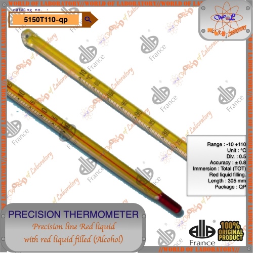 ALLA FRANCE Glass Thermometer Precision line Red liquid