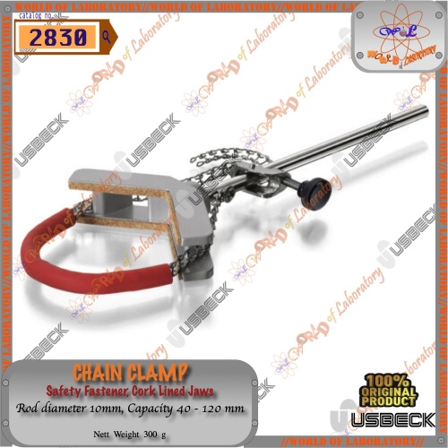 USBECK Chain Clamp, Safety Fastener, Cork Lined Jaws, Variable Size Capacity Diameter
