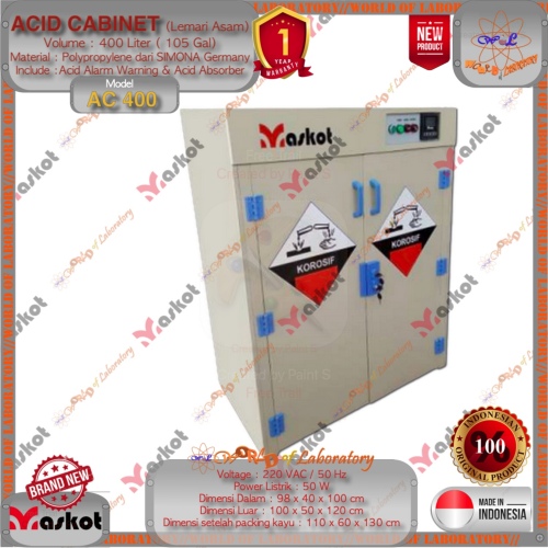MASKOT Acid Cabinet 400 Liter (Lemari Asam), Garansi 1 Tahun