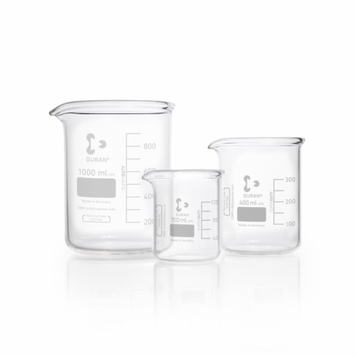 DURAN SUPER DUTY Beaker Glass Low Form with Spout, Varian Capacity 150 mL - 5000 mL