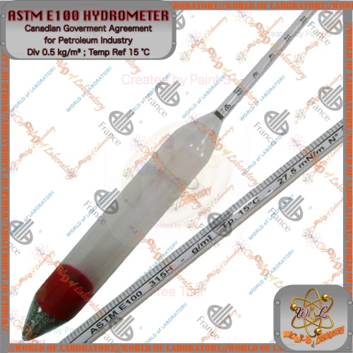 ALLA FRANCE ASTM E100 Hydrometer Div 0.5 kg/m³, ASTM 312H62 - 320H62, Variable Range 650 - 1100 kg/m³