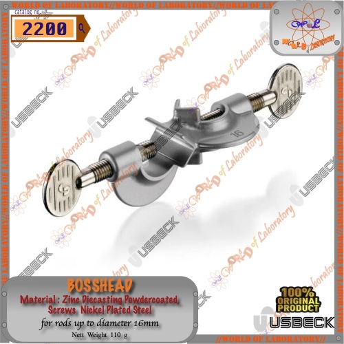 USBECK Bosshead Zinc Diecasting, Screws Nickel, for Rod up to 16mm