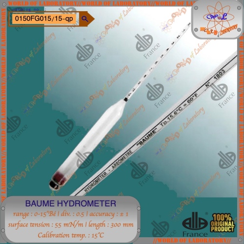 ALLA FRANCE Baume Hydrometer, Variable Range Size