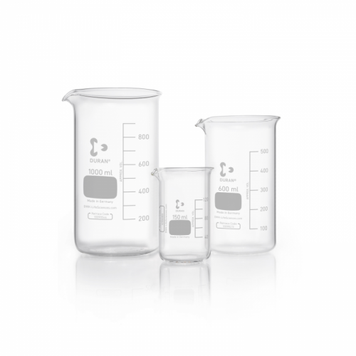 DURAN Beaker Glass Tall Form with Spout, Varian Capacity 50 mL - 3000 mL
