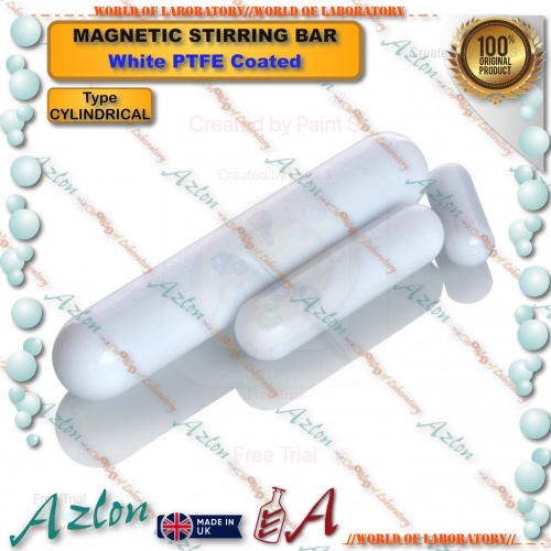 AZLON Cylindrical Magnetic Stirring Bar, PTFE Coated, Variable Size