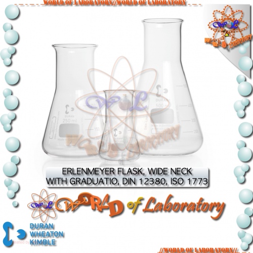 DURAN Erlenmeyer Flask, Wide Neck, Variable Capacity 25mL - 2000mL