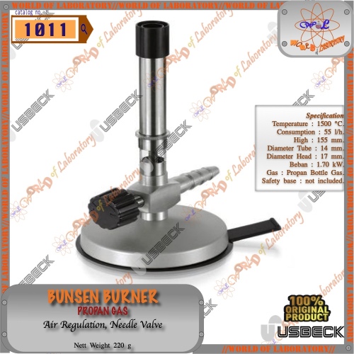 USBECK Bunsen Burner Air Regulation Needle Valve, Propan Bottle Gas, Catalog 1011