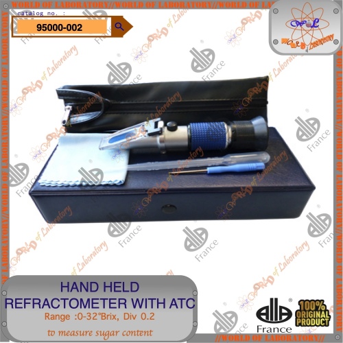 ALLA FRANCE Hand Held Refractometer with ATC, for Sugar/ Salinity/ Protein & Urine