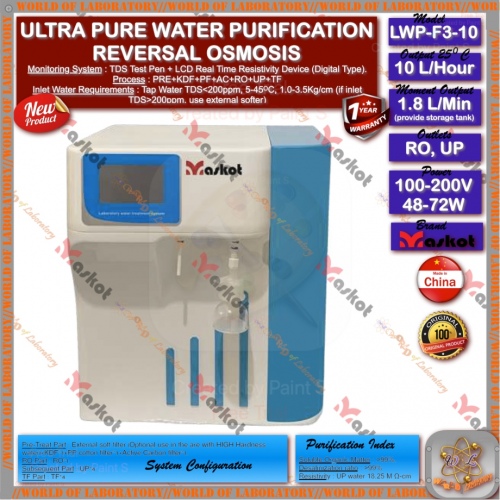 MASKOT Ultra Pure Water Purification Reversal Osmosis Model LWP-F3-10, Garansi 1 Tahun.