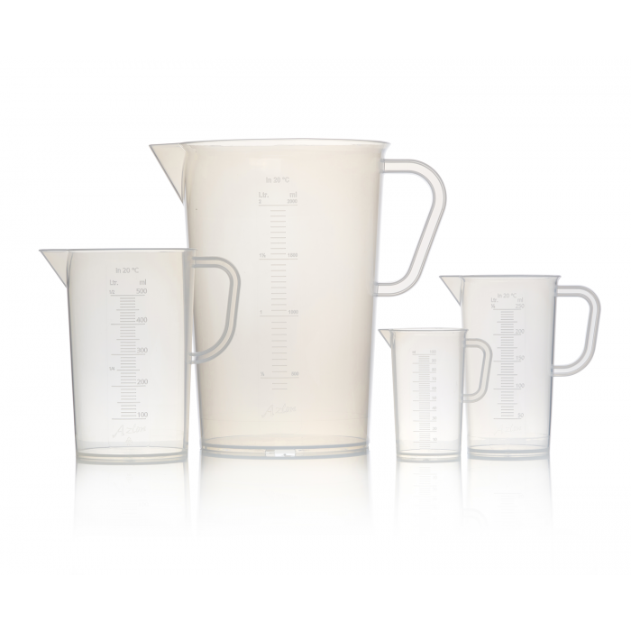 AZLON® Jug (Beaker with Handle), Polypropylene, Moulded Graduations, Variable Capacity 500 mL -5.000 mL