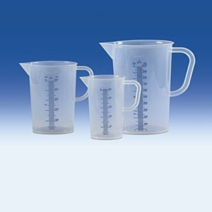 VITLAB® Graduated Beakers with Handle, PP, Molded Blue Graduations, Variable Capacity 50 mL - 5.000 mL
