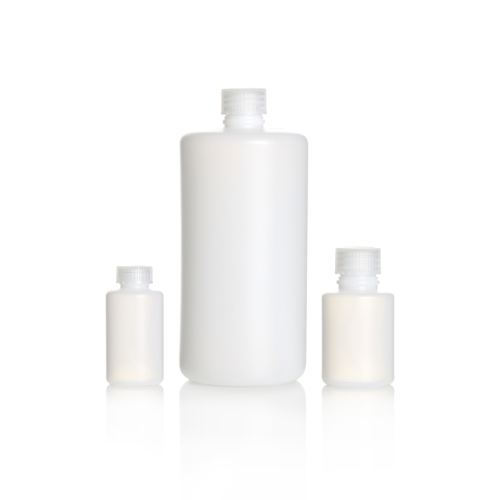 AZLON® Bottle Plastic HDPE, Round, Narrow Neck, with Screw Cap, Variable Capacity 30 - 2000 mL