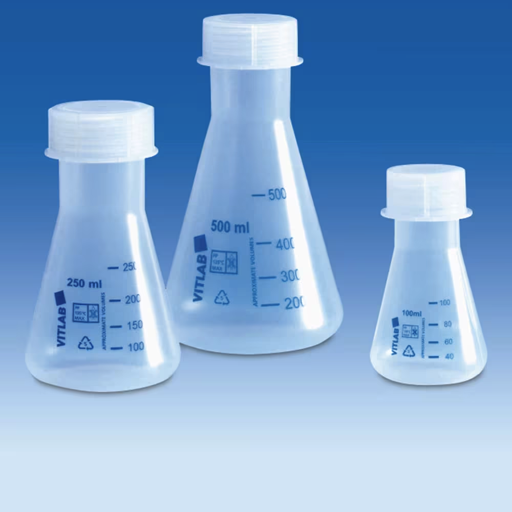 VITLAB® Erlenmeyer Flask with Screw Cap, PP, Variable Size