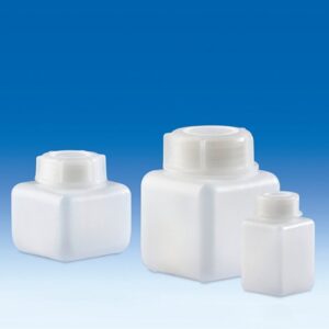 VITLAB® Bottles Square 250 mL, Wide Mouth , PE-HD, with Screw Cap