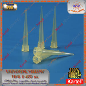 KARTELL® Universal Yellow Tips 2-200 Microlitres, 1000pcs/Bag